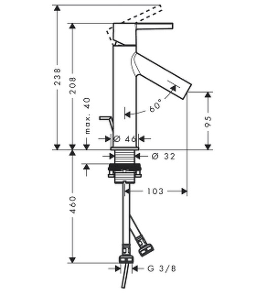 Смеситель для раковины Axor Starck 10001000 Хром