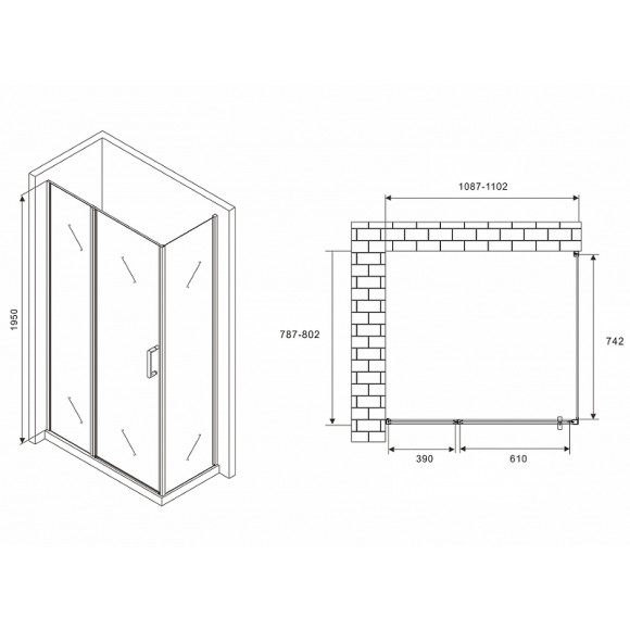 Душевой уголок Abber Sonnenstrand 110х80 AG04110MS-S80M профиль Хром стекло матовое Душевой уголок Abber Sonnenstrand 110х80 AG04110MS-S80M профиль Хром стекло матовое