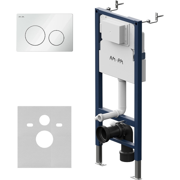 Комплект унитаза с инсталляцией AM.PM Func FlashClean IS90101.8F1701 с сиденьем Микролифт и Белой глянцевой клавишей смыва