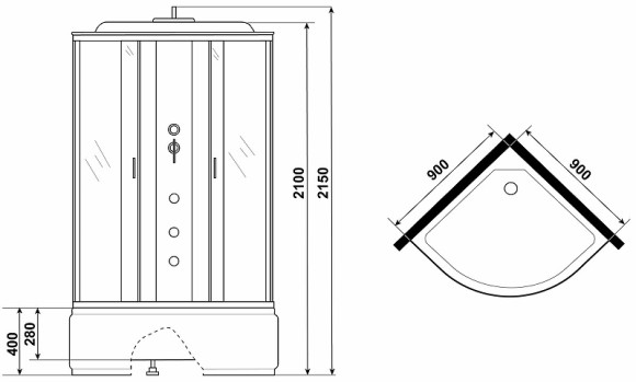 Душевая кабина Niagara Classic 90x90 NG-2508-14G с гидромассажем