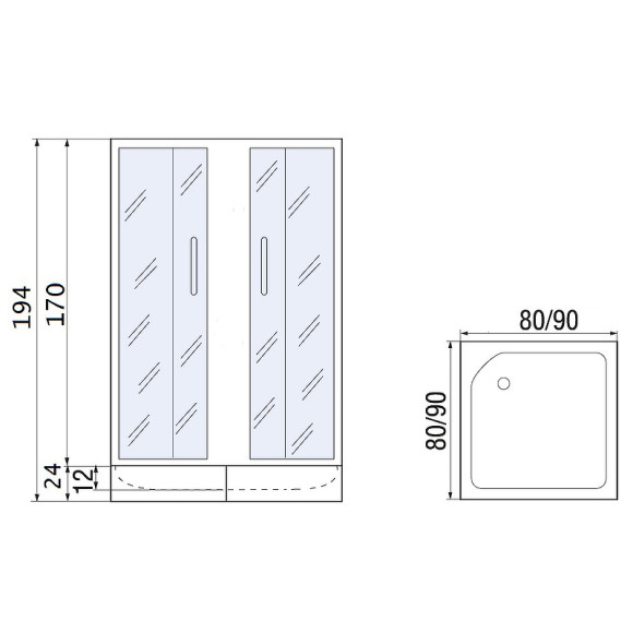 Душевой уголок River Morava 90x90 MT 10000008322 с поддоном