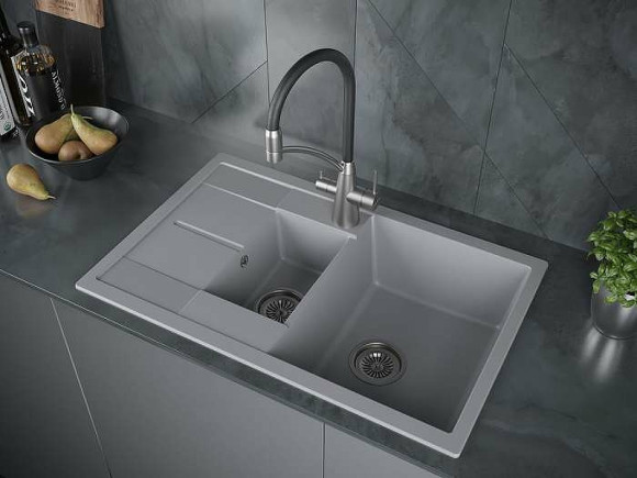 Кухонная мойка Paulmark Flugen 60/1,5 PM237850-GRM Серый металлик Кухонная мойка Paulmark Flugen 60/1,5 PM237850-GRM Серый металлик