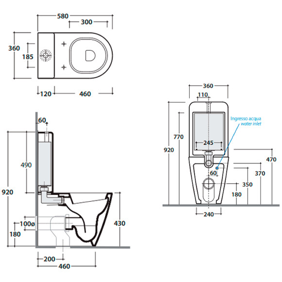 Унитаз компакт Globo Forty3 FO003.BI без бачка и сиденья Унитаз компакт Globo Forty3 FO003.BI без бачка и сиденья