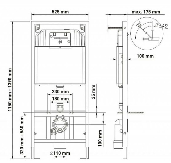 Комплект унитаза с инсталляцией Berges Floe Rimless 043283 с сиденьем Микролифт и Белой клавишей смыва Комплект унитаза с инсталляцией Berges Floe Rimless 043283 с сиденьем Микролифт и Белой клавишей смыва
