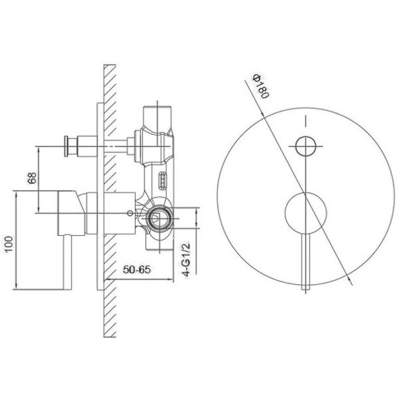 Смеситель для душа Caprigo Don 53-051-GUN Вороненая сталь