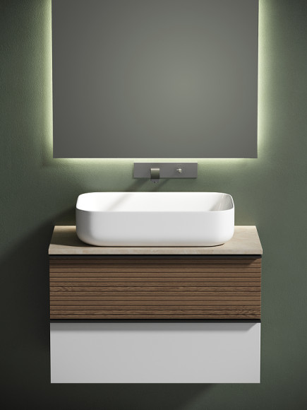 Тумба под раковину Sancos Delta 80 DL80W подвесная Дуб светлый Белая