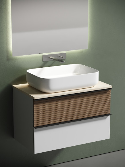 Тумба под раковину Sancos Delta 80 DL80W подвесная Дуб светлый Белая