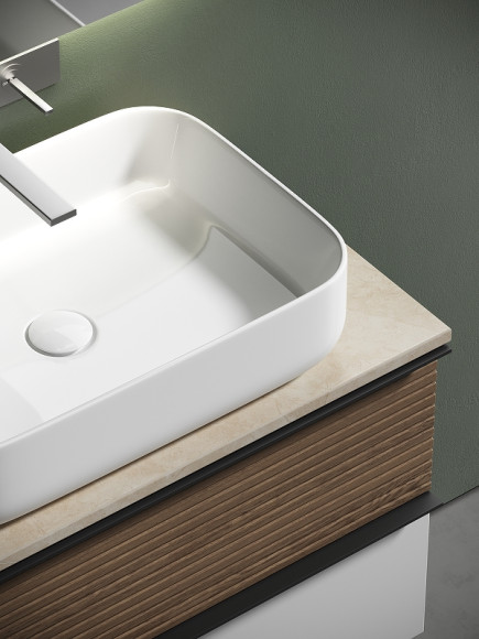 Тумба под раковину Sancos Delta 80 DL80W подвесная Дуб светлый Белая