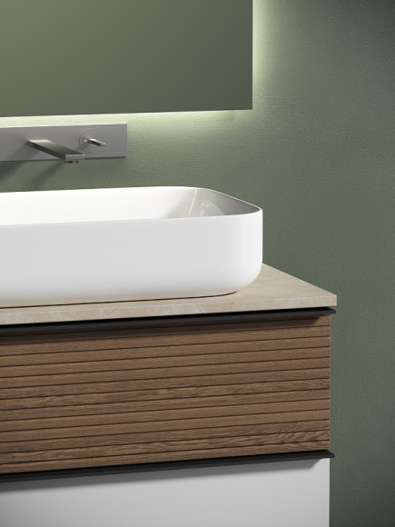 Тумба под раковину Sancos Delta 80 DL80W подвесная Дуб светлый Белая