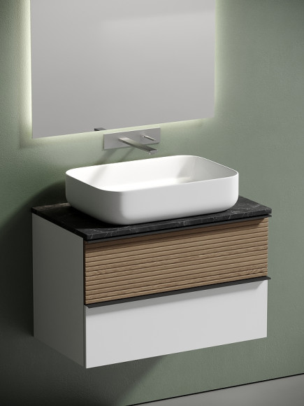 Тумба под раковину Sancos Delta 80 DL80W подвесная Дуб светлый Белая