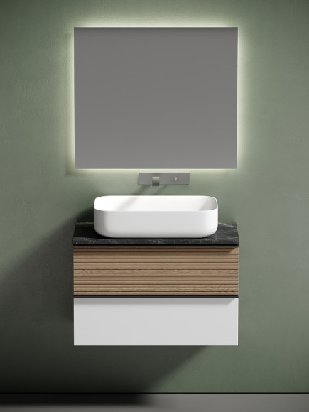 Тумба под раковину Sancos Delta 80 DL80W подвесная Дуб светлый Белая