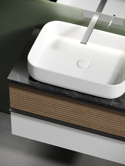 Тумба под раковину Sancos Delta 80 DL80W подвесная Дуб светлый Белая