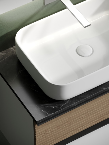 Тумба под раковину Sancos Delta 80 DL80W подвесная Дуб светлый Белая