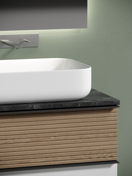 Тумба под раковину Sancos Delta 80 DL80W подвесная Дуб светлый Белая