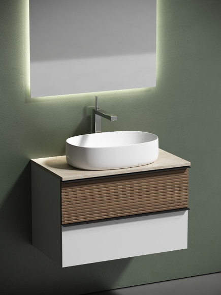 Тумба под раковину Sancos Delta 80 DL80W подвесная Дуб светлый Белая