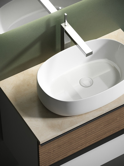 Тумба под раковину Sancos Delta 80 DL80W подвесная Дуб светлый Белая