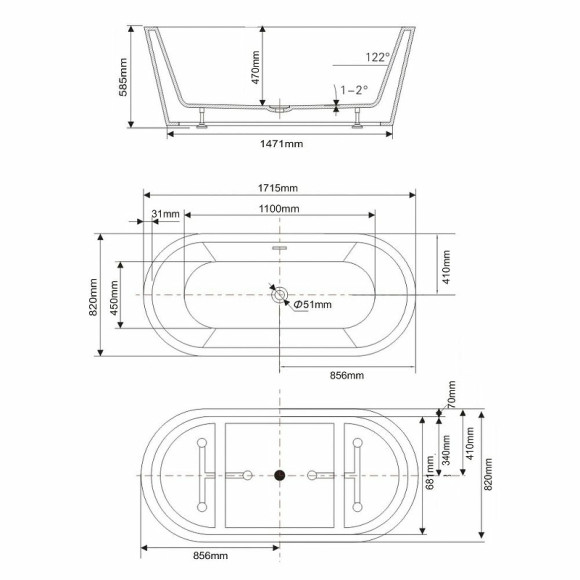Акриловая ванна Swedbe Vita 172x82 8800 без гидромассажа Акриловая ванна Swedbe Vita 172x82 8800 без гидромассажа
