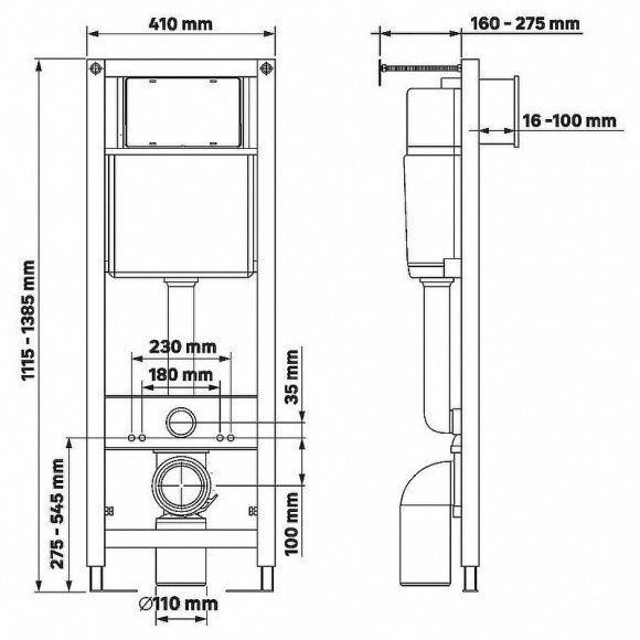 Инсталляция Berges Atom 410 040333 для унитаза с Белой клавишей смыва Инсталляция Berges Atom 410 040333 для унитаза с Белой клавишей смыва
