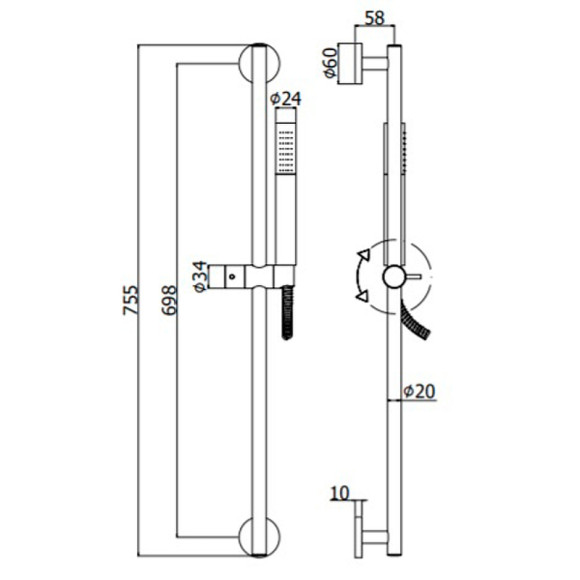 Душевой гарнитур Paffoni Life ZSAL135HGSP Золото медовое брашированное