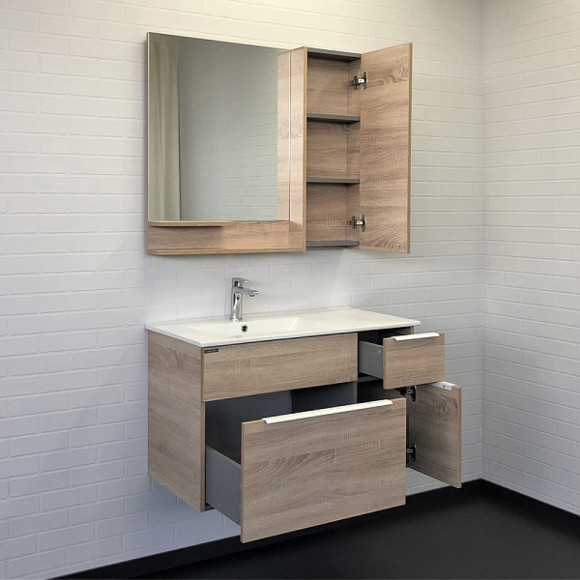 Тумба с раковиной Comforty Варна 90 00-00009919 подвесная Дуб сонома Тумба с раковиной Comforty Варна 90 00-00009919 подвесная Дуб сонома