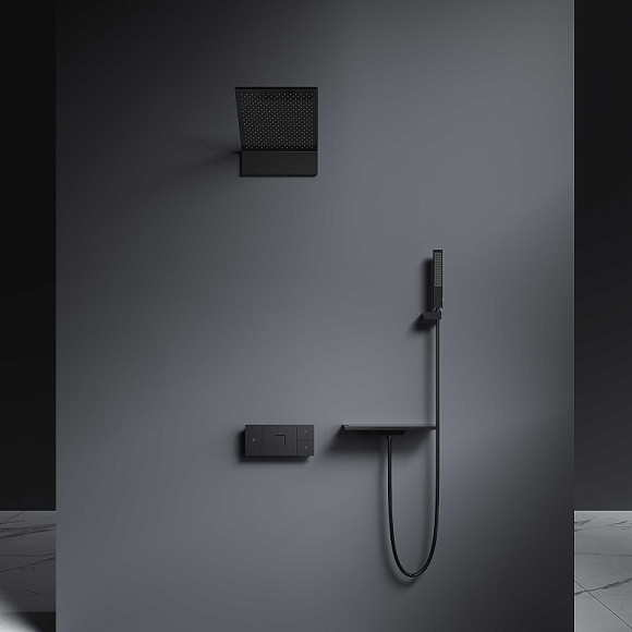 Душевая система Vincea Futura VSFW-2F11TMB с термостатом Черная матовая