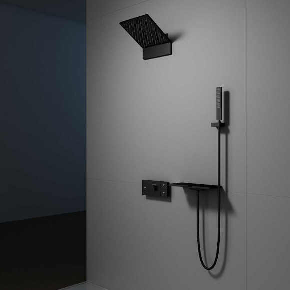 Душевая система Vincea Futura VSFW-2F11TMB с термостатом Черная матовая