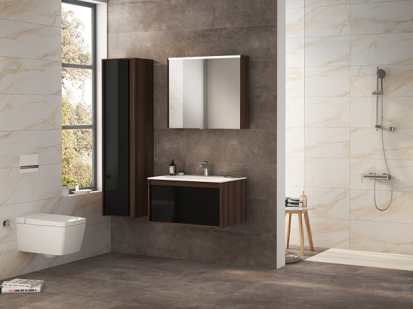 Шкаф пенал Vitra Metropole 40 L 58204 подвесной Черный Сливовое дерево