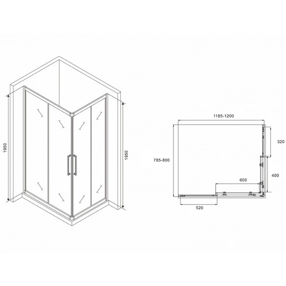 Душевой уголок Abber Schwarzer Diamant 120x80 AG02128H профиль Хром стекло прозрачное Душевой уголок Abber Schwarzer Diamant 120x80 AG02128H профиль Хром стекло прозрачное