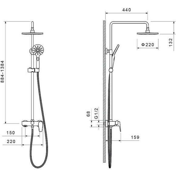 Душевая система Aquatek Бетта AQ2140CR Хром