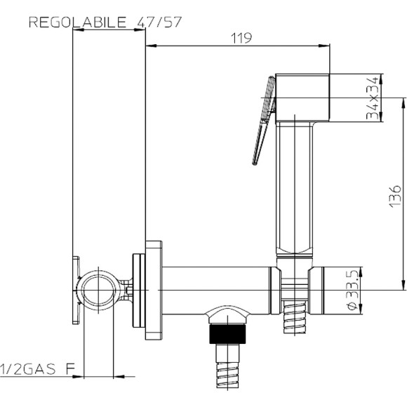 Гигиенический душ со смесителем Bossini Cube Brass E38001B.083 Черный хром Гигиенический душ со смесителем Bossini Cube Brass E38001B.083 Черный хром