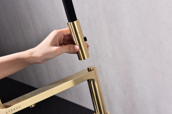 Смеситель для кухни Paulmark Tornado To213402-SBG Светлое брашированное золото