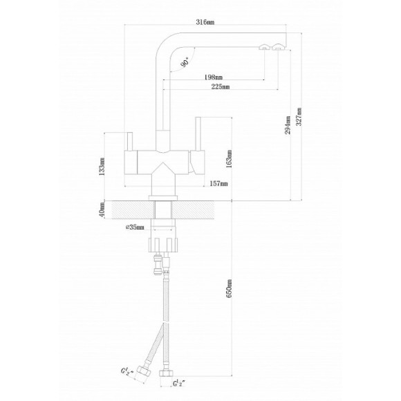 Смеситель для кухни Florentina Арес 333.20H.2113.900 Нержавеющая сталь Смеситель для кухни Florentina Арес 333.20H.2113.900 Нержавеющая сталь