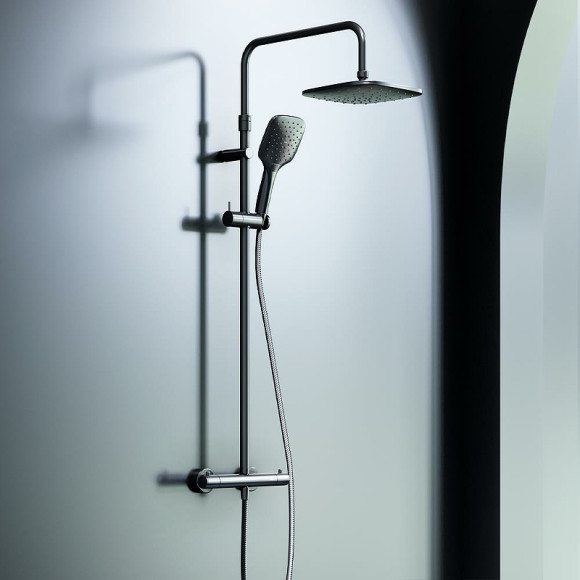 Душевая система Damixa Option DX218092300 с термостатом Черная матовая