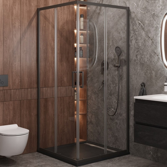 Душевой уголок Cezares Molveno 100x100 MOLVENO-A-2-100-C-GM-IV профиль Оружейная сталь стекло прозрачное