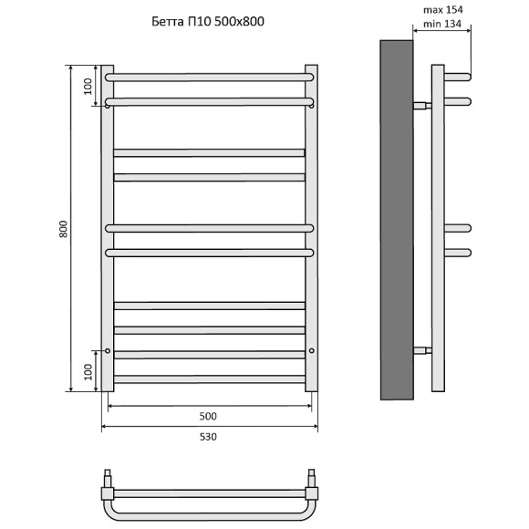 Водяной полотенцесушитель Aquatek Бетта П10 500x800 AQ KRC1080CH Хром Водяной полотенцесушитель Aquatek Бетта П10 500x800 AQ KRC1080CH Хром