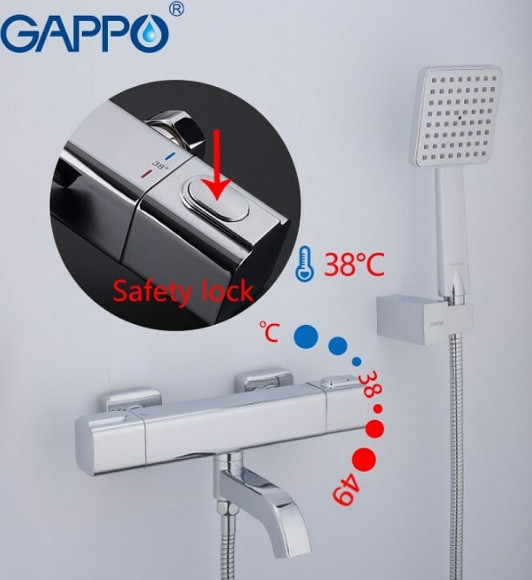 Смеситель для ванны Gappo G3291 с термостатом Хром Смеситель для ванны Gappo G3291 с термостатом Хром