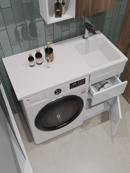 Тумба с раковиной Orange Sistema 100 R ST-40TUW+RAR Белая глянцевая Тумба с раковиной Orange Sistema 100 R ST-40TUW+RAR Белая глянцевая