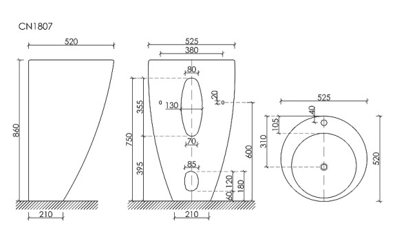 Раковина Ceramicanova Simple 55 CN1807 Белая Раковина Ceramicanova Simple 55 CN1807 Белая