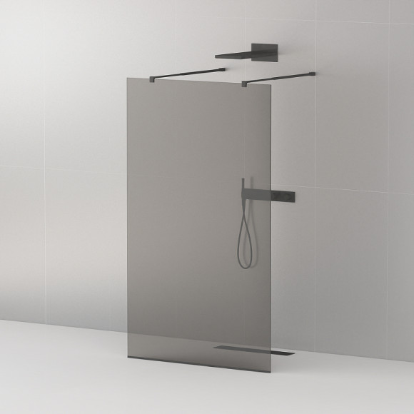 Душевая перегородка Cezares Liberta 80 LIBERTA-L-2-80-GR-NERO профиль Черный матовый стекло серое Душевая перегородка Cezares Liberta 80 LIBERTA-L-2-80-GR-NERO профиль Черный матовый стекло серое