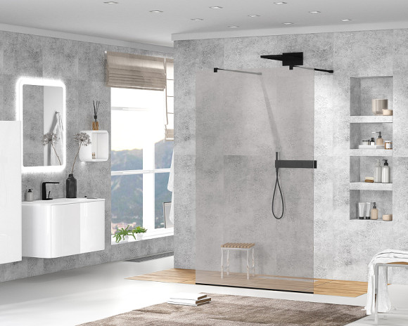 Душевая перегородка Cezares Liberta 80 LIBERTA-L-2-80-GR-NERO профиль Черный матовый стекло серое Душевая перегородка Cezares Liberta 80 LIBERTA-L-2-80-GR-NERO профиль Черный матовый стекло серое