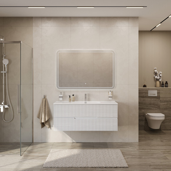 Тумба под раковину Cezares Duet-N 120 DUET-N-1200-2C-SO-FBS-P подвесная Ясень Белый Софт