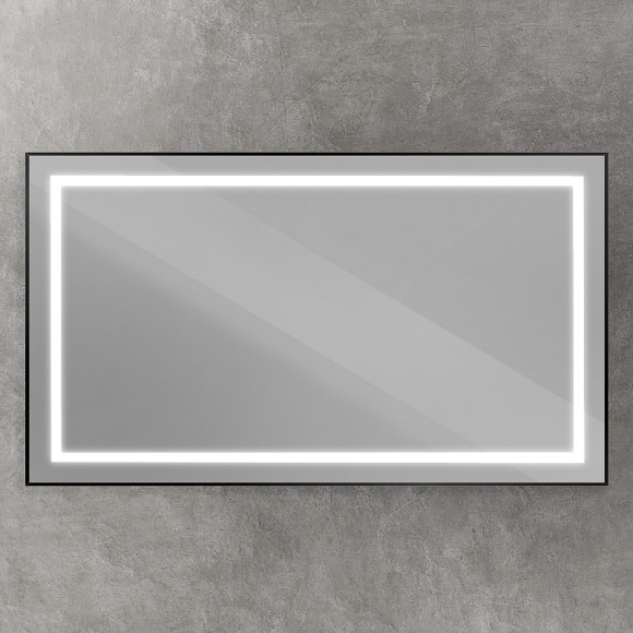 Зеркало BelBagno Kraft 140 SPC-KRAFT-1400-800-SENS-NERO с подсветкой Черное с сенсорным выключателем