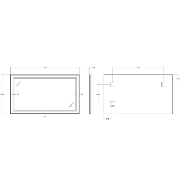 Зеркало BelBagno Kraft 140 SPC-KRAFT-1400-800-SENS-NERO с подсветкой Черное с сенсорным выключателем