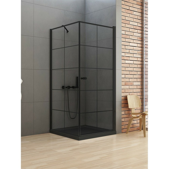 Душевой уголок New Trendy New Soleo Black 90х90 R D-0285A/D-0121B профиль Черный стекло прозрачное Душевой уголок New Trendy New Soleo Black 90х90 R D-0285A/D-0121B профиль Черный стекло прозрачное