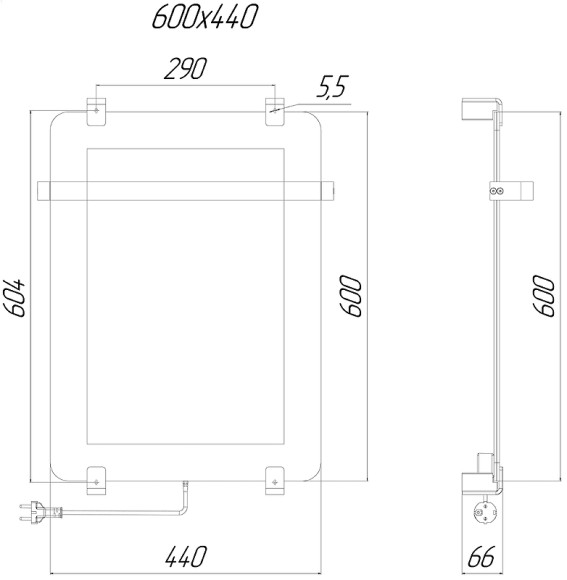 Электрический полотенцесушитель Allen Brau Infinity 44x60 8.21000.GL зеркальный Электрический полотенцесушитель Allen Brau Infinity 44x60 8.21000.GL зеркальный
