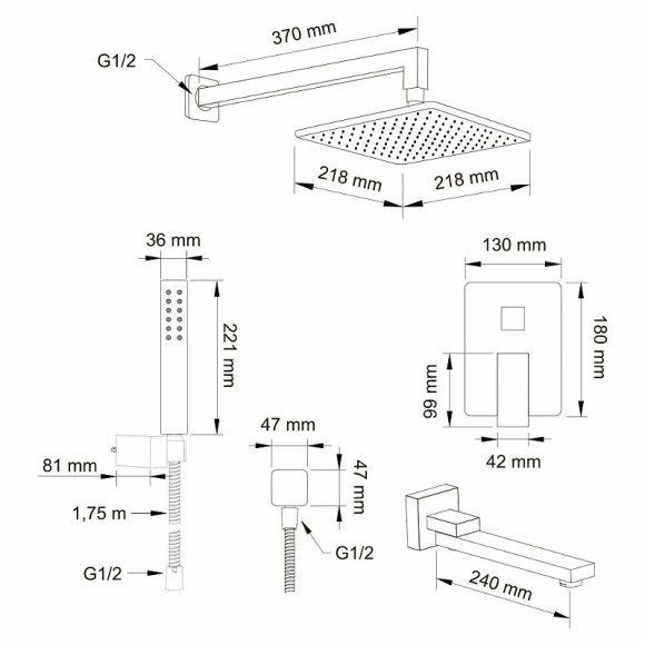 Душевая система Swedbe Platta 5546 Хром Душевая система Swedbe Platta 5546 Хром