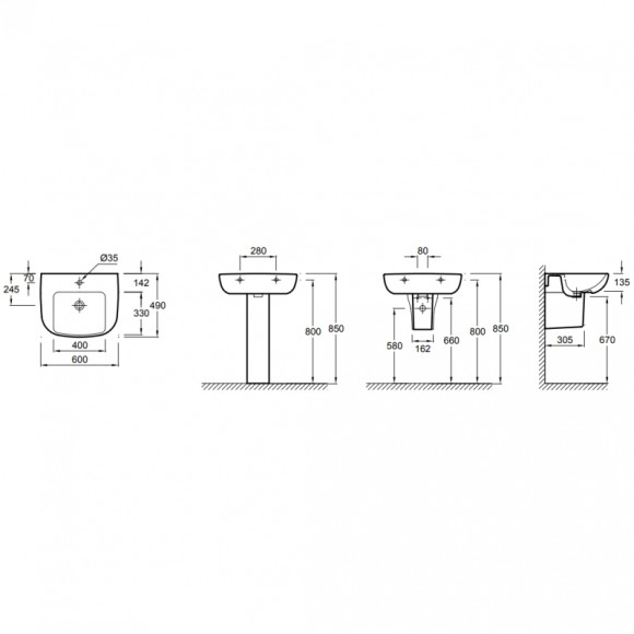 Раковина Jacob Delafon Odeon Up 60 E4736-00 Белая