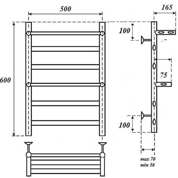 Электрический полотенцесушитель Point Артемида PN14156PE П4 500x600 c 2 полками левый/правый Хром Электрический полотенцесушитель Point Артемида PN14156PE П4 500x600 c 2 полками левый/правый Хром