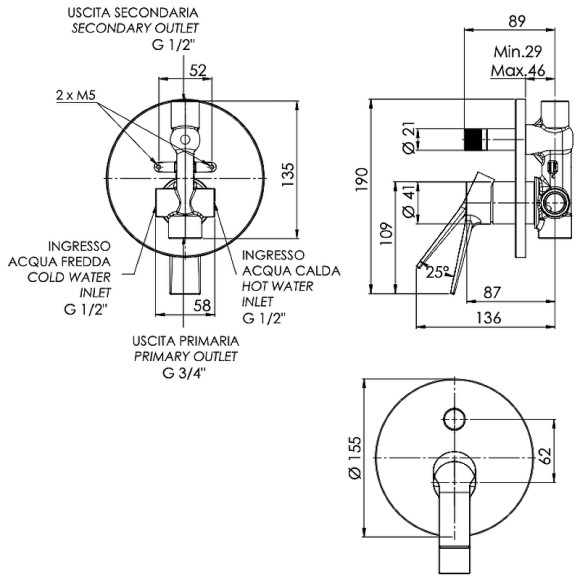 Смеситель для душа Remer Slash SL09H Хром Смеситель для душа Remer Slash SL09H Хром