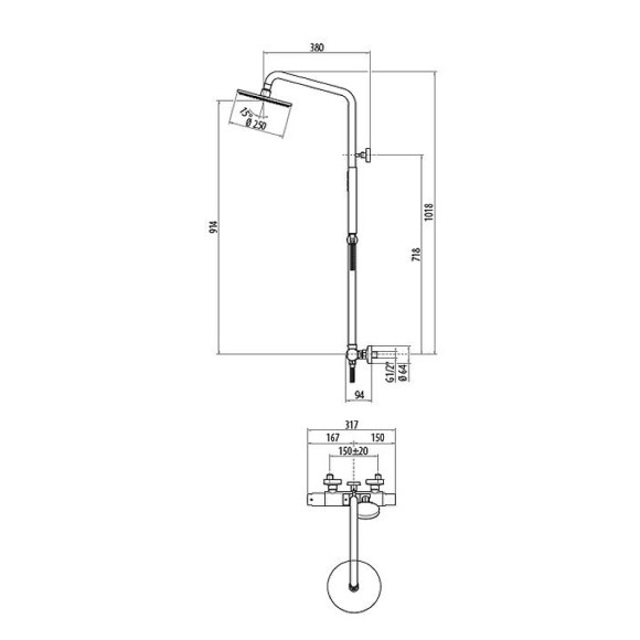 Душевая система Gattoni Circle Two KIT/TS60C0 с термостатом Хром Душевая система Gattoni Circle Two KIT/TS60C0 с термостатом Хром